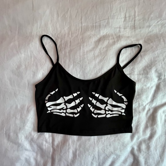 SHEIN SKELETON PRINT CROP CAMI TOP - Picture 2 of 4